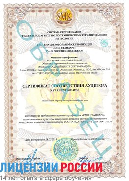 Образец сертификата соответствия аудитора №ST.RU.EXP.00014299-1 Татищево Сертификат ISO 14001